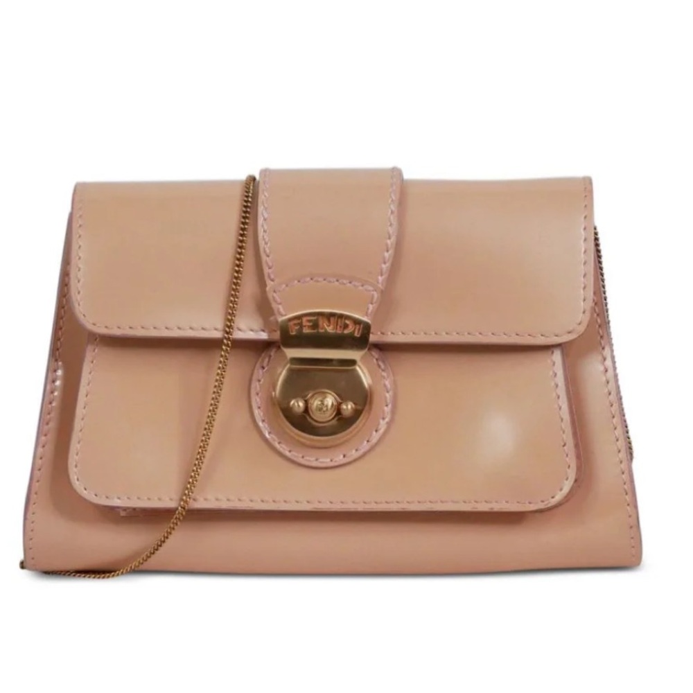 Fendi Pink Leather mini  Bag with Gold Chain